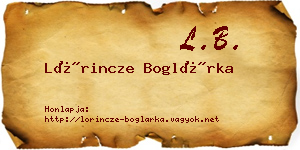 Lőrincze Boglárka névjegykártya